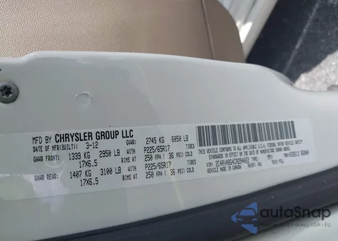 2012 Volkswagen Routan Se from USA, damaged, VIN 2C4RVABG4CR294022